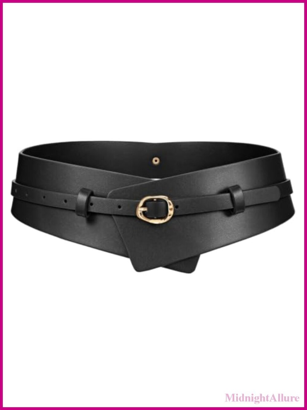 Wide PU Leather 2-in-1 Corset Waist Belt with Gold Buckle for Dress Pants